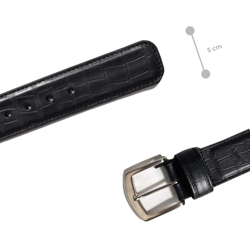 Cinto O'farrell en Piel de Bovino Negro - 1049