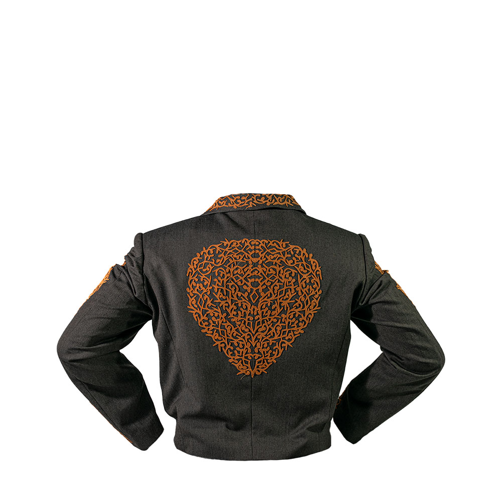 Traje Charro Fino Gris Gamuza Tan - 15335