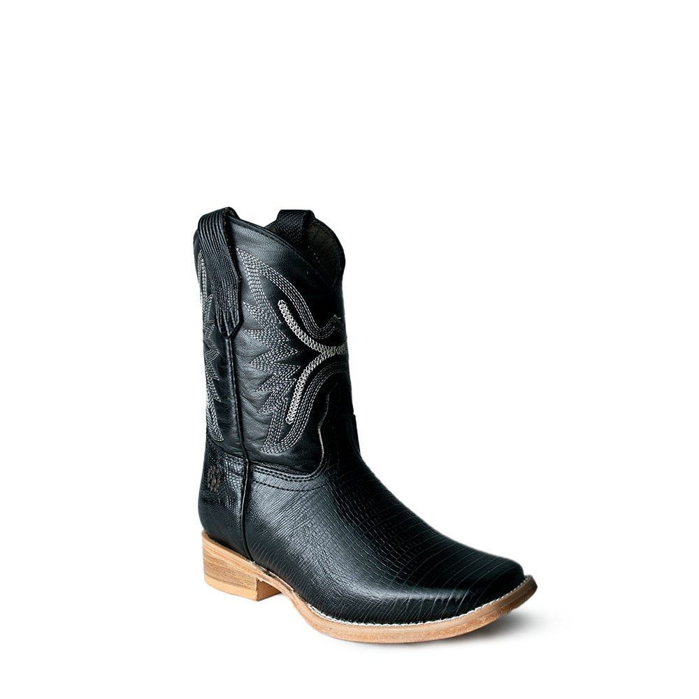 Bota Caballo Dorado Lizard Negro Niño – 0318