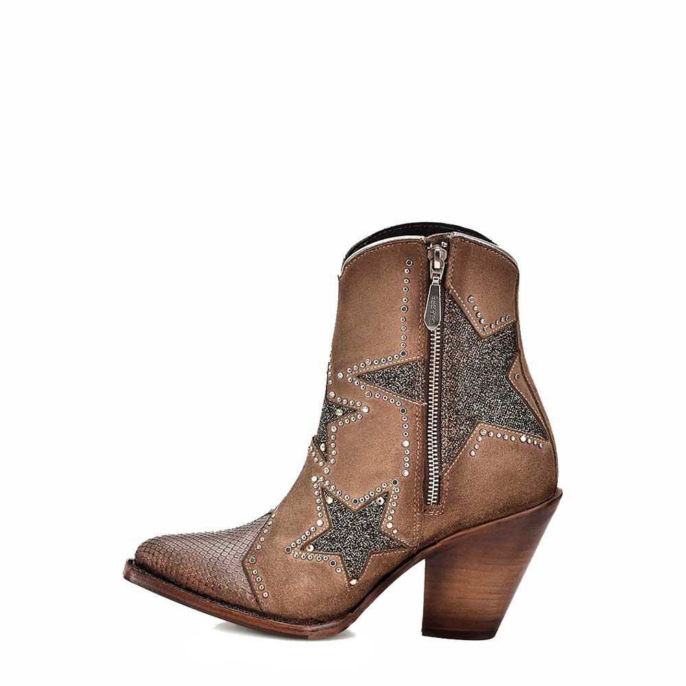 Botín Cuadra Piel Genuina de Pitón y Gamuza - 3F0CPH