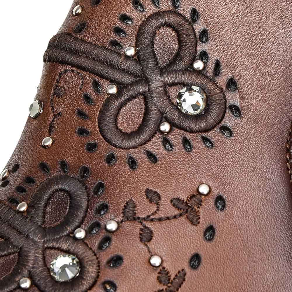 Botín Cuadra en Piel Genuina con Cristales - 3F92RS