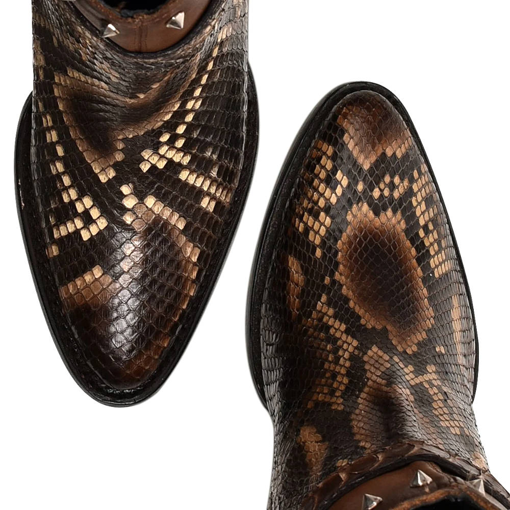 Botín Cuadra en Piel Genuina de Pitón - 4Q02PH