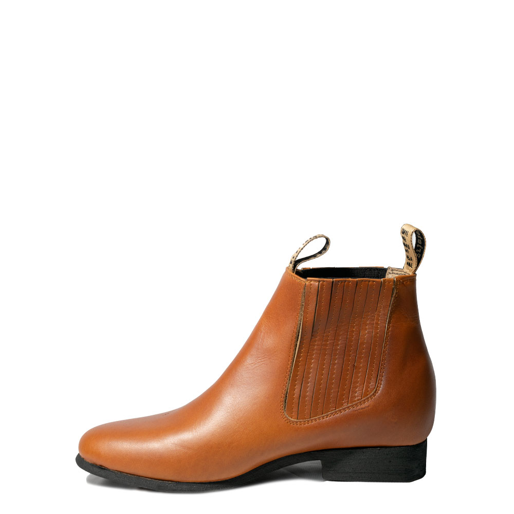 Botín Prieto Zig-Zag Pull Up Piel Miel