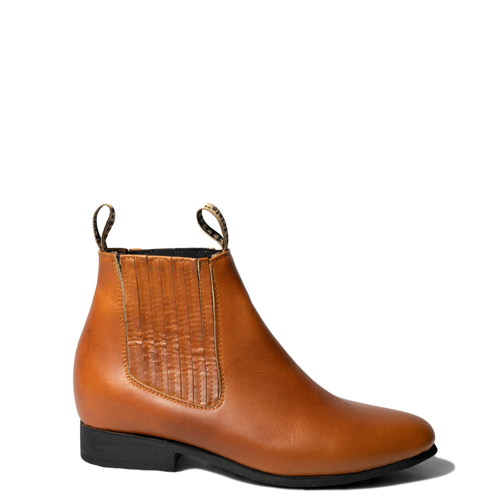 Botín Prieto Zig-Zag Pull Up Piel Miel