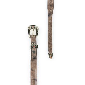 Toquilla Grabada con Herrajes Piel Genuina de Avestruz