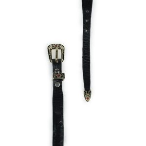 Toquilla Grabada con Herrajes Piel Genuina de Avestruz