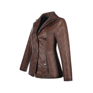 Chamarra Cuadra en Piel Genuina - M347BOB