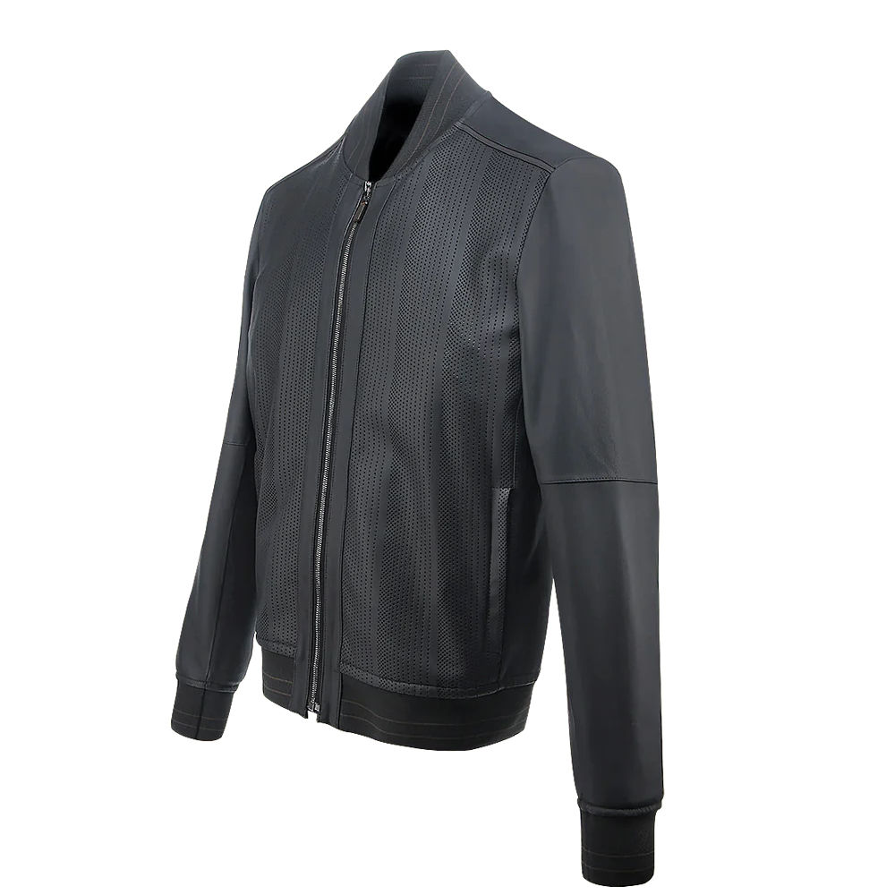 Chamarra Cuadra en Piel Genuina - H372BOB