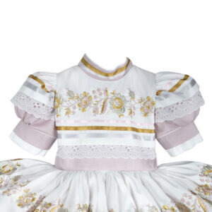 Vestido de Escaramuza Adelita con Bordado en Hilo Metálico