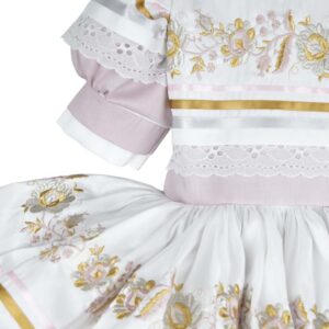 Vestido de Escaramuza Adelita con Bordado en Hilo Metálico