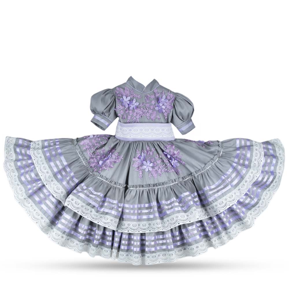 Vestido de Escaramuza Adelita con Flores Resacadas