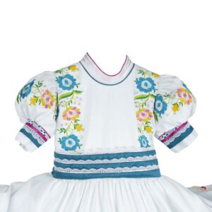 Vestido de Escaramuza Adelita con Tira Bordada Doble en Flores