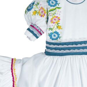 Vestido de Escaramuza Adelita con Tira Bordada Doble en Flores
