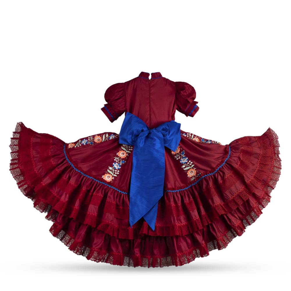 Vestido de Escaramuza Adelita con Bordado Doble