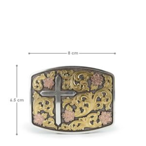 Hebilla de Acero con Diseño de Cruz y Guias Florales