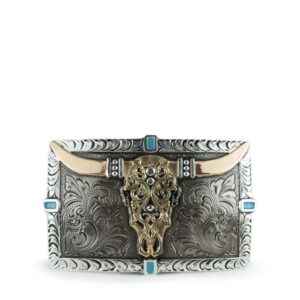 Hebilla de Acero con Diseño de Craneo de Toro