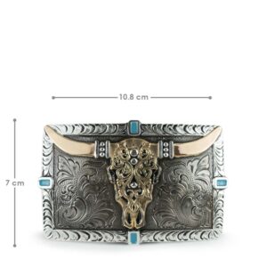 Hebilla de Acero con Diseño de Craneo de Toro