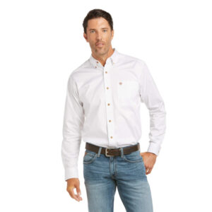 Camisa Ariat Solid Twill Corte Fitted Blanco - 10034230