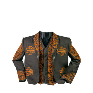 Traje Charro Fino Gris Gamuza Tan - 15335