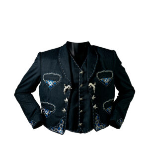Traje Charro Fino Negro Bordado Azul - 50765