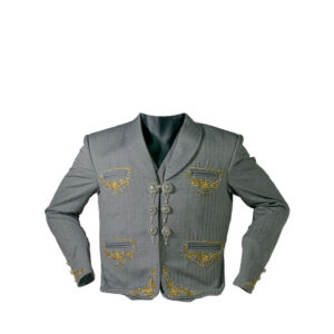 Traje Charro Fino Gris Bordado Amarillo - 50765
