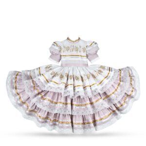Vestido de Escaramuza Adelita con Bordado en Hilo Metálico