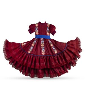Vestido de Escaramuza Adelita con Bordado Doble